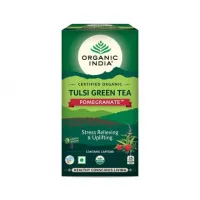 Зеленый чай тулси с гранатом, 25 пакетиков, Органик Индия; Green Tea Tulsi with Pomegranate, 25 bags, Organic India